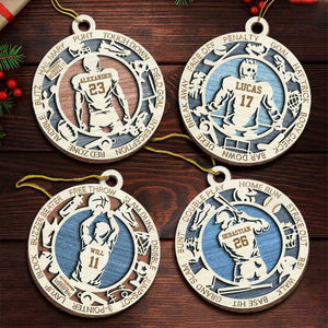 Sport Series - American Football, Baseball, Basketball, Hockey - Personalized Shaped Ornament.