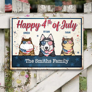 Happy 4th Of July - 4th Of July Funny Personalized Pet Metal Sign (Cat & Dog).