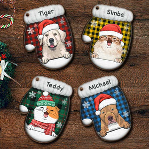 Happy Cats And Dogs On Christmas Day - Personalized Shaped Ornament.