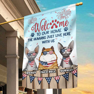 Welcome To Our Cat Home - 4th Of July Decoration - Personalized Flag.