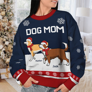 Je vous envoie des carlins et des bisous pour Noël - Sweat-shirt de Noël moche unisexe personnalisé, sweat-shirt en laine, sweat-shirt imprimé intégral - Cadeau pour les amoureux des chiens, les amoureux des animaux, cadeau de Noël