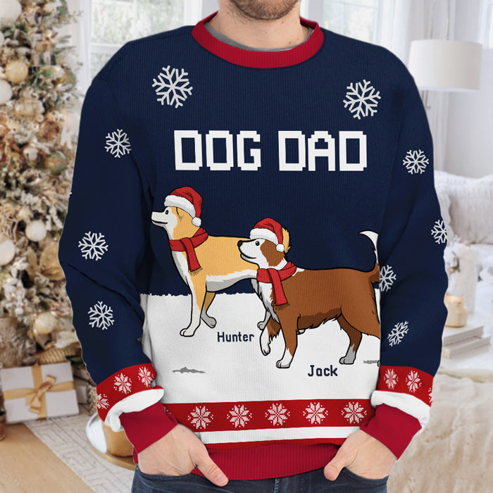 Je vous envoie des carlins et des bisous pour Noël - Sweat-shirt de Noël moche unisexe personnalisé, sweat-shirt en laine, sweat-shirt imprimé intégral - Cadeau pour les amoureux des chiens, les amoureux des animaux, cadeau de Noël