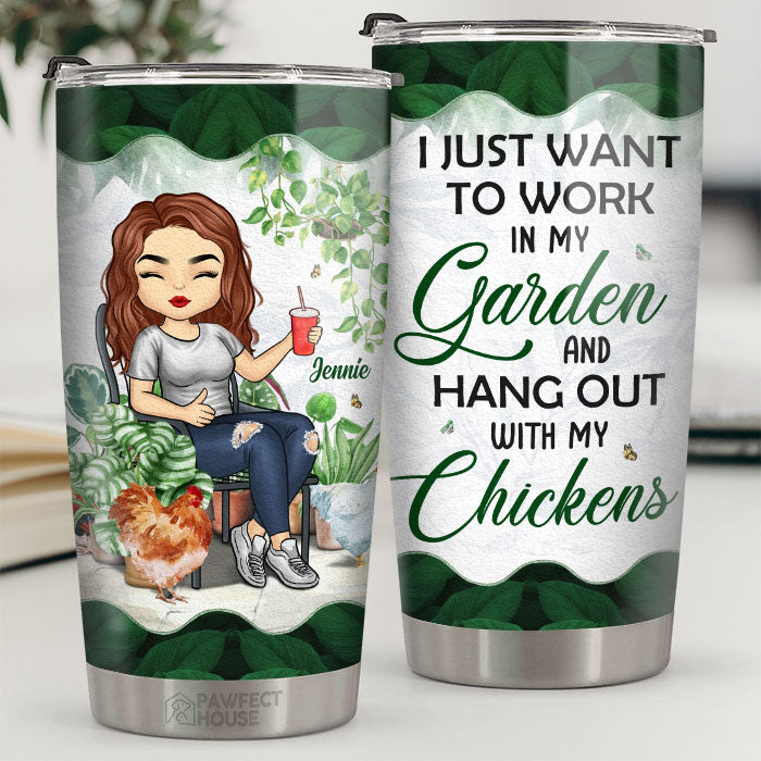Passe du temps avec mes poules - Gobelet personnalisé - Cadeau pour les amateurs de jardinage