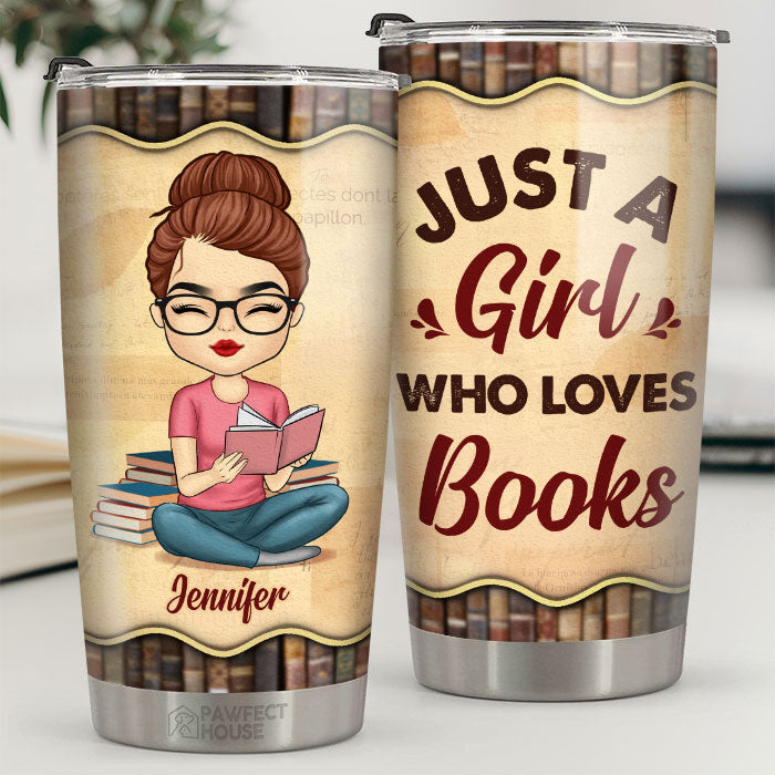 Juste une fille qui aime les livres - Gobelet personnalisé - Cadeau pour les amoureux des livres