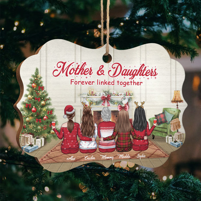 Mère et filles, unies pour toujours - Décoration de Noël en bois personnalisée en forme de Benelux - Cadeau pour la famille, cadeau de Noël