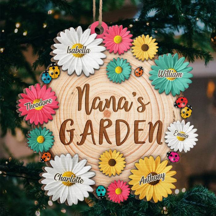 Jardin de fleurs de grand-mère - Décoration de Noël personnalisée en bois - Cadeau pour grand-mère, grands-parents, cadeau de Noël