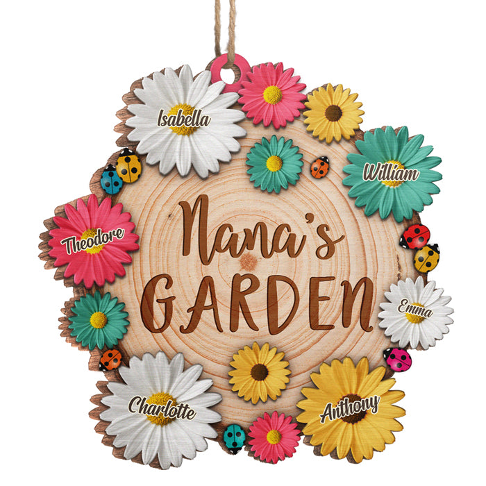 Jardin de fleurs de grand-mère - Décoration de Noël personnalisée en bois - Cadeau pour grand-mère, grands-parents, cadeau de Noël