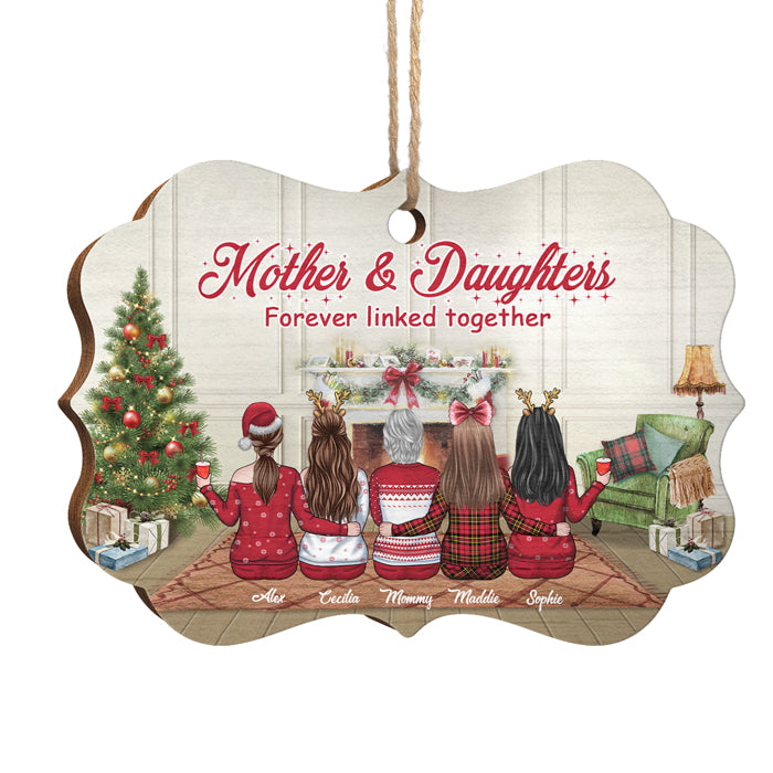 Mère et filles, unies pour toujours - Décoration de Noël en bois personnalisée en forme de Benelux - Cadeau pour la famille, cadeau de Noël