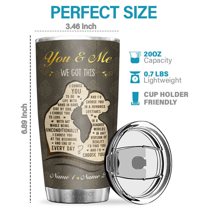 Ce qui compte, c'est que je t'ai eu et que tu m'as eu - Gobelet personnalisé - Cadeau pour couple, mari et femme, anniversaire, fiançailles, mariage, cadeau de mariage