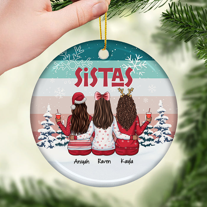 Plus que des meilleures amies, des sœurs dans l'âme - Décoration de Noël ronde personnalisée en céramique - Cadeau pour meilleure amie, meilleure amie, sœur, cadeau d'anniversaire pour meilleure amie et amie, cadeau de Noël