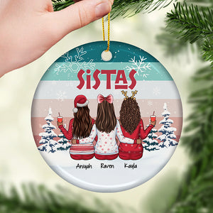 Plus que des meilleures amies, des sœurs dans l'âme - Décoration de Noël ronde personnalisée en céramique - Cadeau pour meilleure amie, meilleure amie, sœur, cadeau d'anniversaire pour meilleure amie et amie, cadeau de Noël
