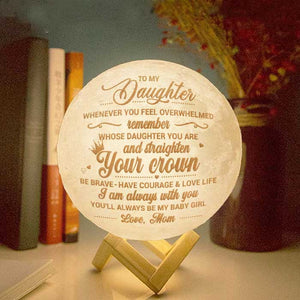 Remember Whose Daughter You Are & Straighten Your Crown - Personalized Moon Lamp - To My Daughter, Gift For Daughter, Daughter Gift From Mom, Birthday Gift For Daughter