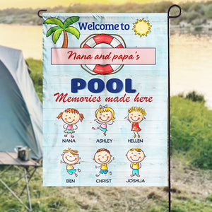 Welcome To Papa and Nana's Pool - Personalized Flag.
