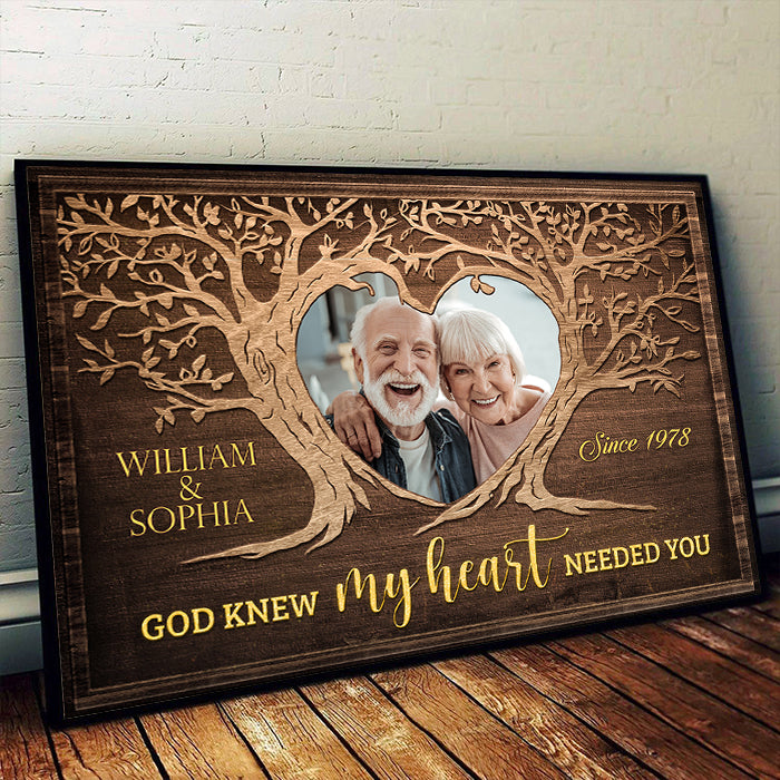 Dieu savait que mon cœur avait besoin de toi – Affiche horizontale personnalisée – Télécharger une image, cadeau pour couple, mari et femme