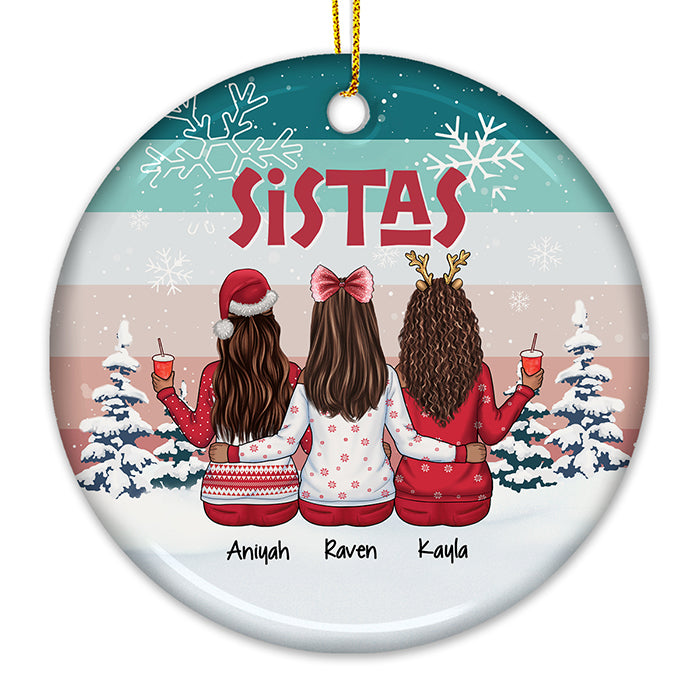 Plus que des meilleures amies, des sœurs dans l'âme - Décoration de Noël ronde personnalisée en céramique - Cadeau pour meilleure amie, meilleure amie, sœur, cadeau d'anniversaire pour meilleure amie et amie, cadeau de Noël
