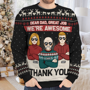 Merci papa, nous sommes géniaux - Sweat-shirt de Noël unisexe personnalisé et moche, sweat-shirt en laine, sweat-shirt imprimé sur toute la surface - Cadeau pour papa, cadeau de Noël