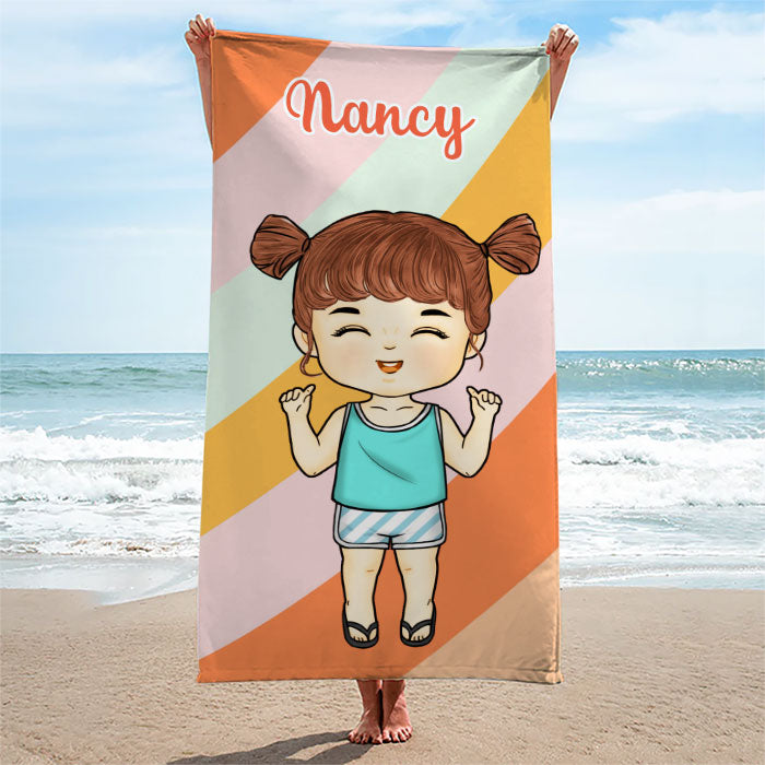 Serviette de plage personnalisée « Nous avons tous besoin de vitamines » – Cadeau pour la famille, pour les enfants, pour Noël