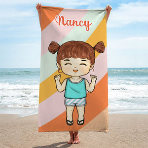Serviette de plage personnalisée « Nous avons tous besoin de vitamines » – Cadeau pour la famille, pour les enfants, pour Noël