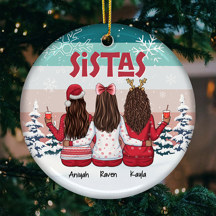 Plus que des meilleures amies, des sœurs dans l'âme - Décoration de Noël ronde personnalisée en céramique - Cadeau pour meilleure amie, meilleure amie, sœur, cadeau d'anniversaire pour meilleure amie et amie, cadeau de Noël