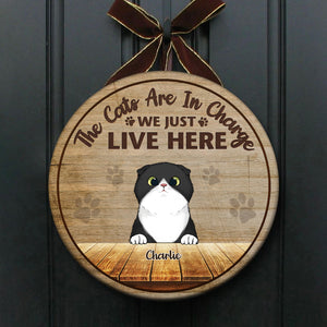 Cats Are In Charge - Funny Personalized Cat Door Sign.