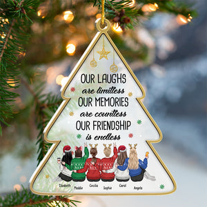 Nos souvenirs sont innombrables, notre amitié est sans fin - Décoration de Noël personnalisée en acrylique en forme de sapin de Noël - Cadeau pour meilleure amie, meilleure amie, sœur, cadeau d'anniversaire pour meilleure amie et amie, cadeau de Noël