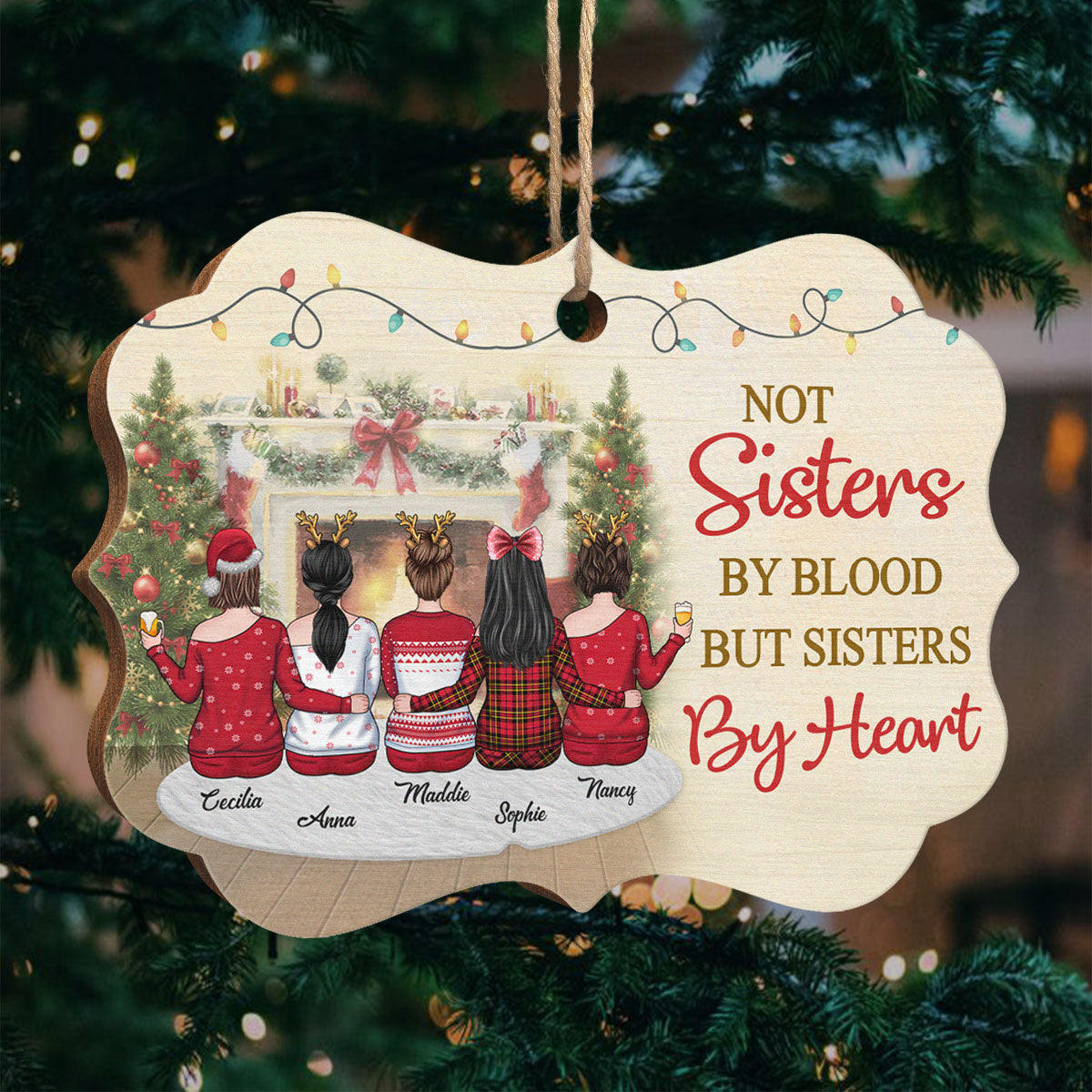 Pas sœurs de sang, mais sœurs de cœur - Décoration de Noël en bois personnalisée en forme de Benelux - Cadeau pour meilleure amie, meilleure amie, sœur, cadeau d'anniversaire pour meilleure amie et amie, cadeau de Noël