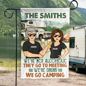 Nous sommes ivres, nous allons camper - Drapeau personnalisé - Cadeau pour les amateurs de camping