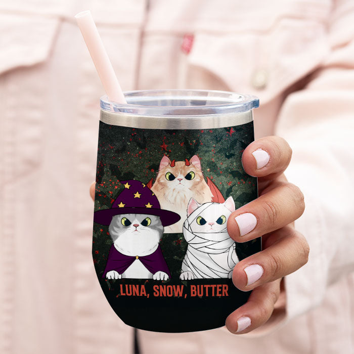 This Wicked Witch Loves Her Little Meowsters - Personalized Wine Tumbler - Gift For Witches, Gift For Pet Lovers, Halloween Gift