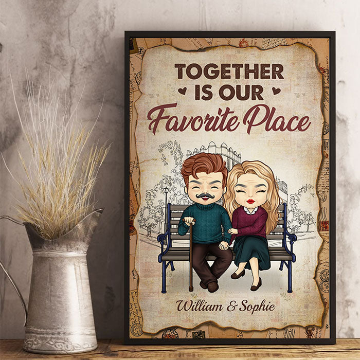 Together Is Our Favorite Place - Gift For Couples, Personalized Vertical Poster.