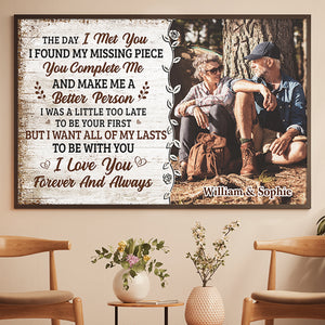 You Complete Me And Make Me A Better Person - Upload Image, Gift For Couples - Personalized Horizontal Poster.