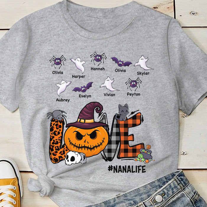 Love Halloween - Ghosts, Bats And Spiders  - Personalized Unisex T-Shirt.