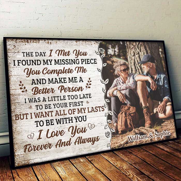 You Complete Me And Make Me A Better Person - Upload Image, Gift For Couples - Personalized Horizontal Poster.