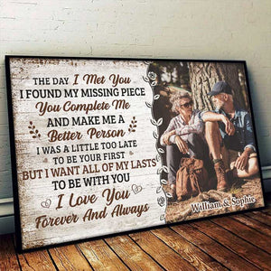 You Complete Me And Make Me A Better Person - Upload Image, Gift For Couples - Personalized Horizontal Poster.