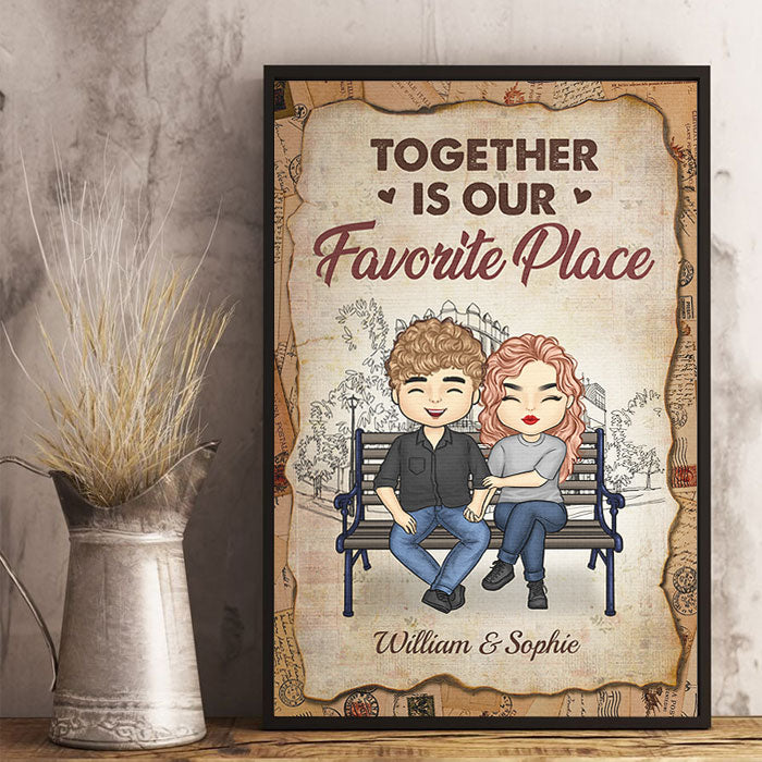 Together Is Our Favorite Place - Gift For Couples, Personalized Vertical Poster.