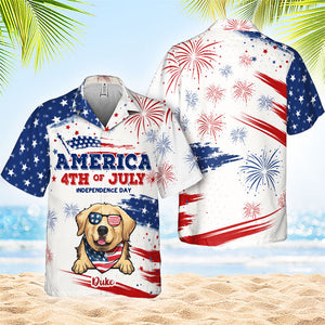 Joyeux Jour de l'Indépendance - T-shirt hawaïen personnalisé - Cadeau pour papa, cadeau pour amoureux des animaux
