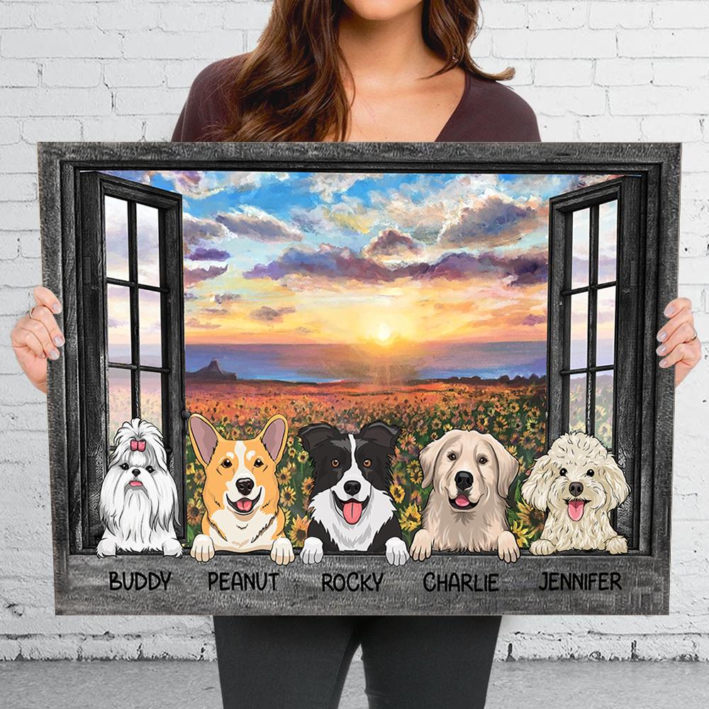 Dogs By The Window - Personalized Horizontal Canvas.