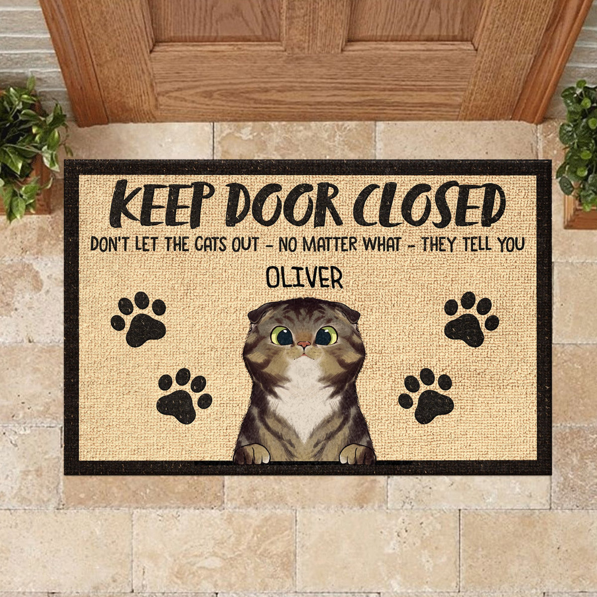 Don't Let The Cats Out - Funny Personalized Cat Decorative Mat (WW).