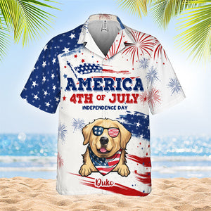Joyeux Jour de l'Indépendance - T-shirt hawaïen personnalisé - Cadeau pour papa, cadeau pour amoureux des animaux
