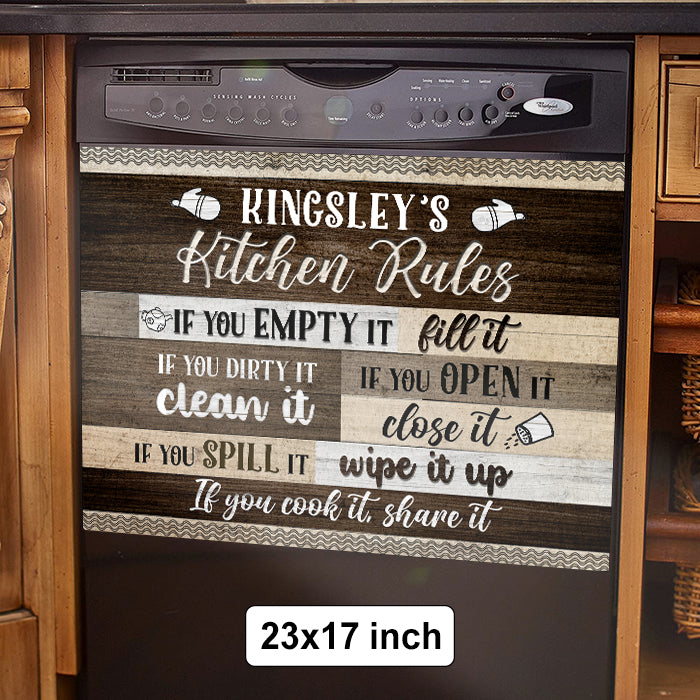Kitchen Rules - Personalized Dishwasher Cover.