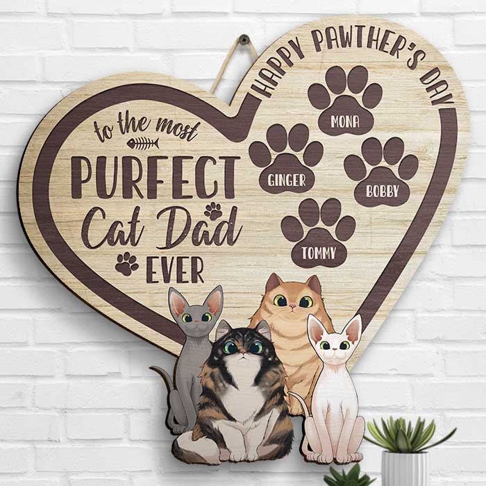Papa chat parfait - Panneau en bois personnalisé - Cadeau pour papa, cadeau pour la fête des pères