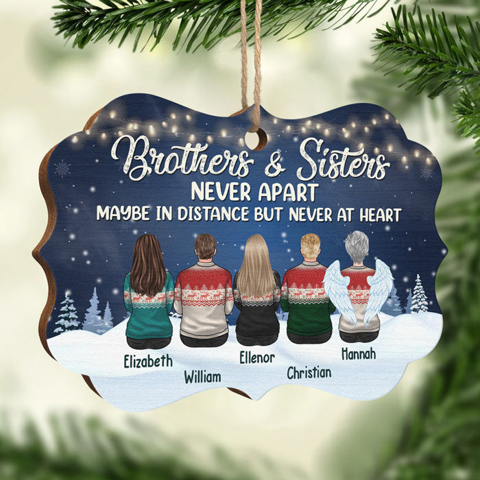 Frères et sœurs jamais séparés, peut-être à distance, mais jamais dans le cœur - Décoration de Noël en bois personnalisée en forme de Benelux - Cadeau pour frères et sœurs, cadeau de Noël