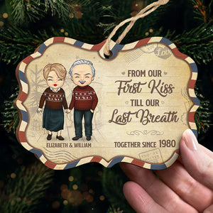 From Our First Kiss Together Since - Personalized Custom Benelux Shaped Wood Christmas Ornament - Gift For Couple, Husband Wife, Anniversary, Engagement, Wedding, Marriage Gift, Christmas Gift