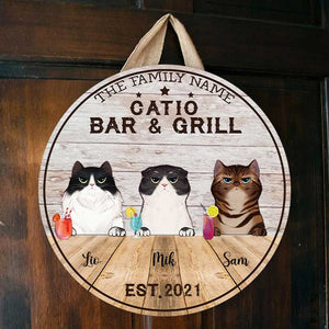 Catio Bar & Grill - Funny Personalized Cat Door Sign.