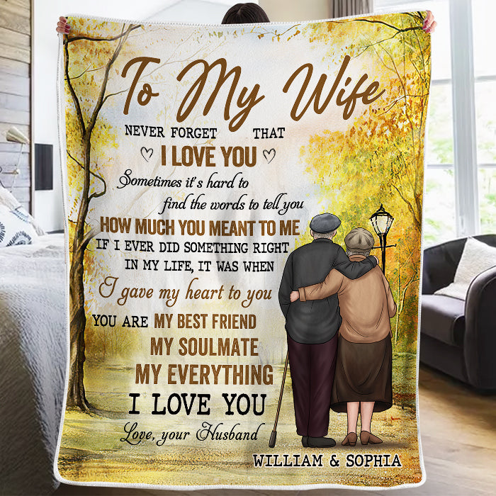 To My Wife Never Forget That I Love You - Gift For Couples, Personalized Blanket.