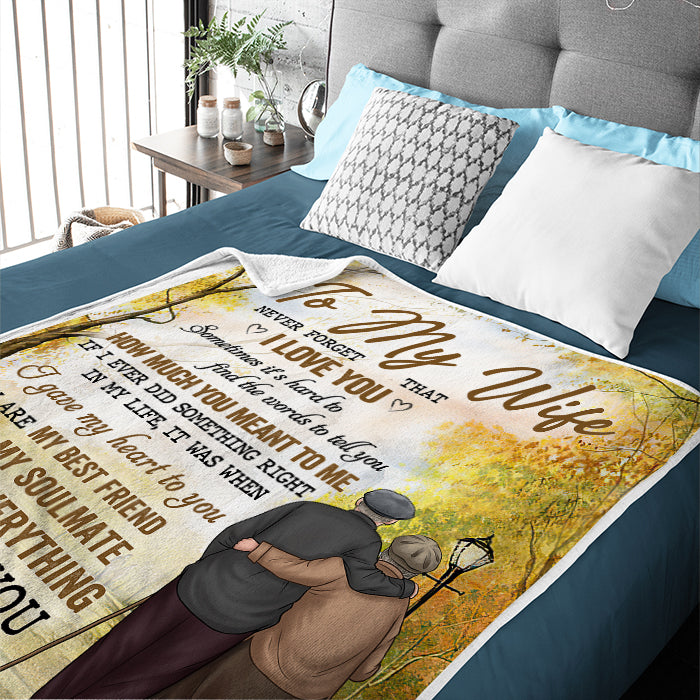 To My Wife Never Forget That I Love You - Gift For Couples, Personalized Blanket.