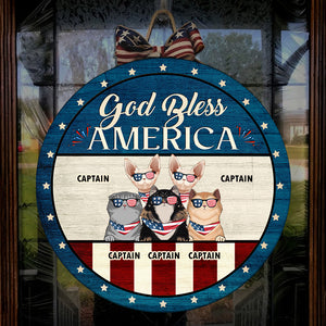 God Bless America - Funny Personalized Cat Door Sign.
