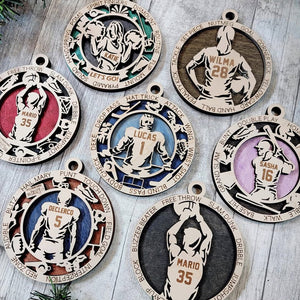 Sport Series - American Football, Baseball, Basketball, Hockey - Personalized Shaped Ornament.