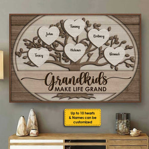 Mes petits-enfants rendent ma vie merveilleuse - Affiche horizontale personnalisée - Cadeau pour grands-parents