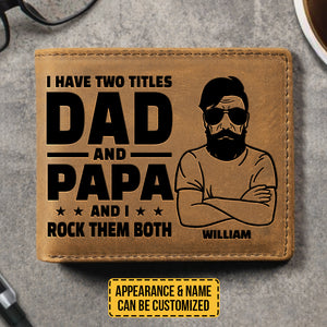 J'ai deux titres - Portefeuille à deux volets personnalisé - Cadeau pour papa, grand-père