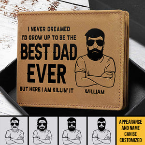 Meilleur papa de tous les temps - Portefeuille à deux volets personnalisé - Cadeau pour papa